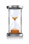 Abstract Metallic Hourglass with Orange Sand